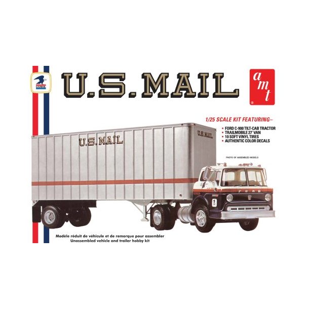 Ford C900 US Mail Truck &amp; Trailer - AMT 1/25